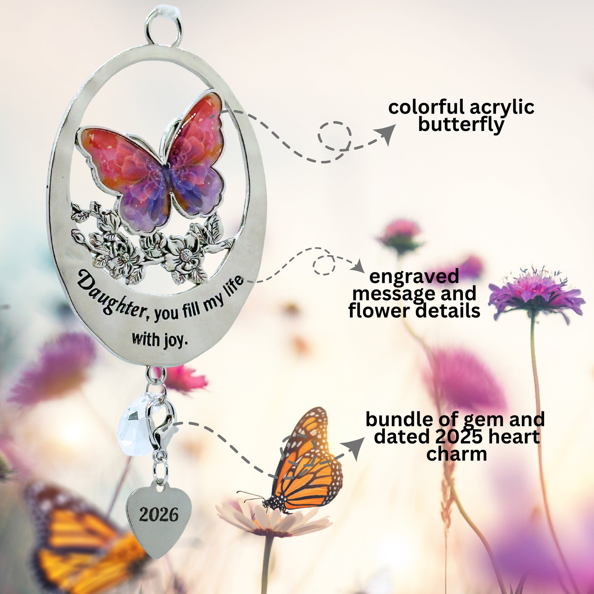 2026 Daughter Ornament Gift – Butterfly “You Fill My Life”