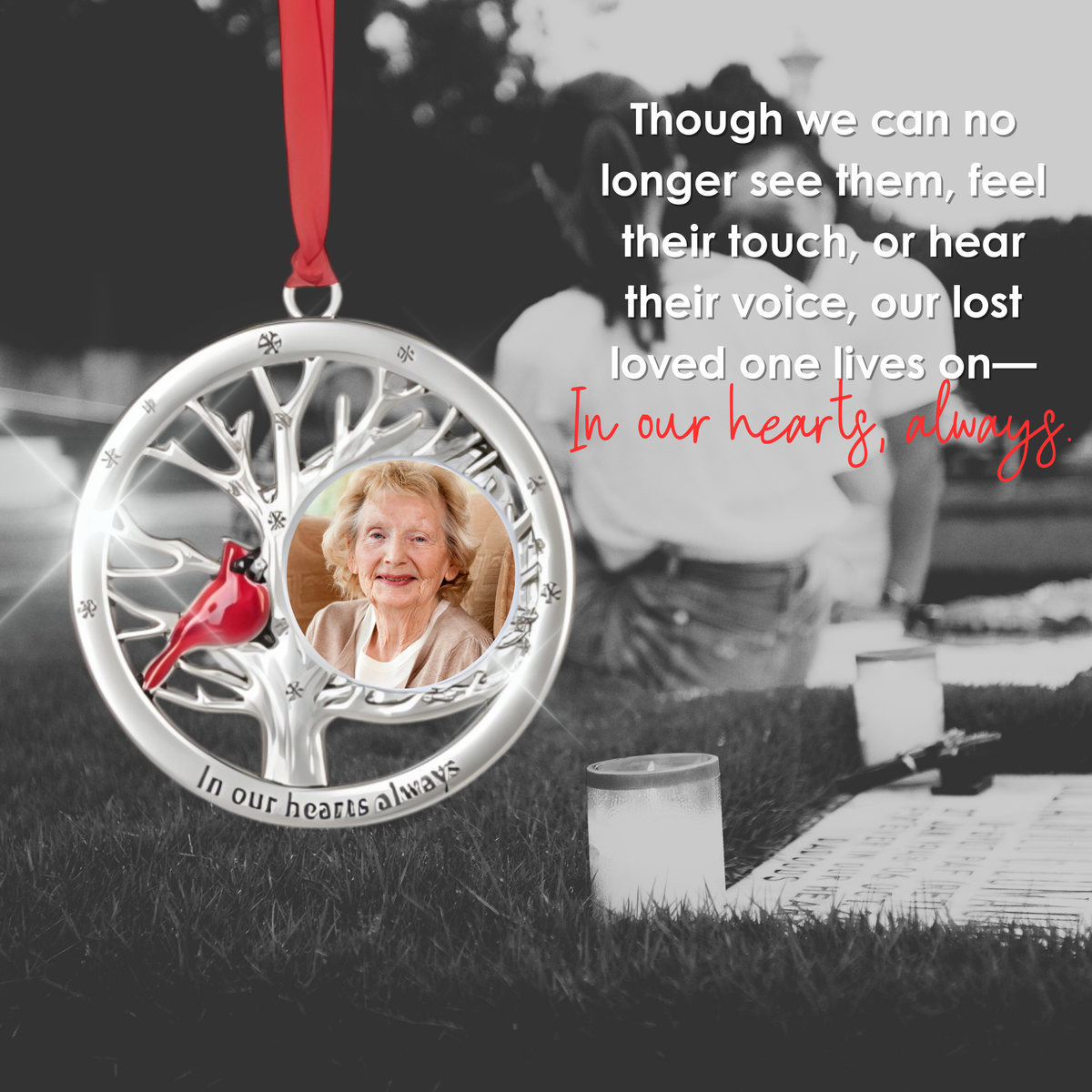 Cardinal Photo Frame Ornament - In Our Hearts Always