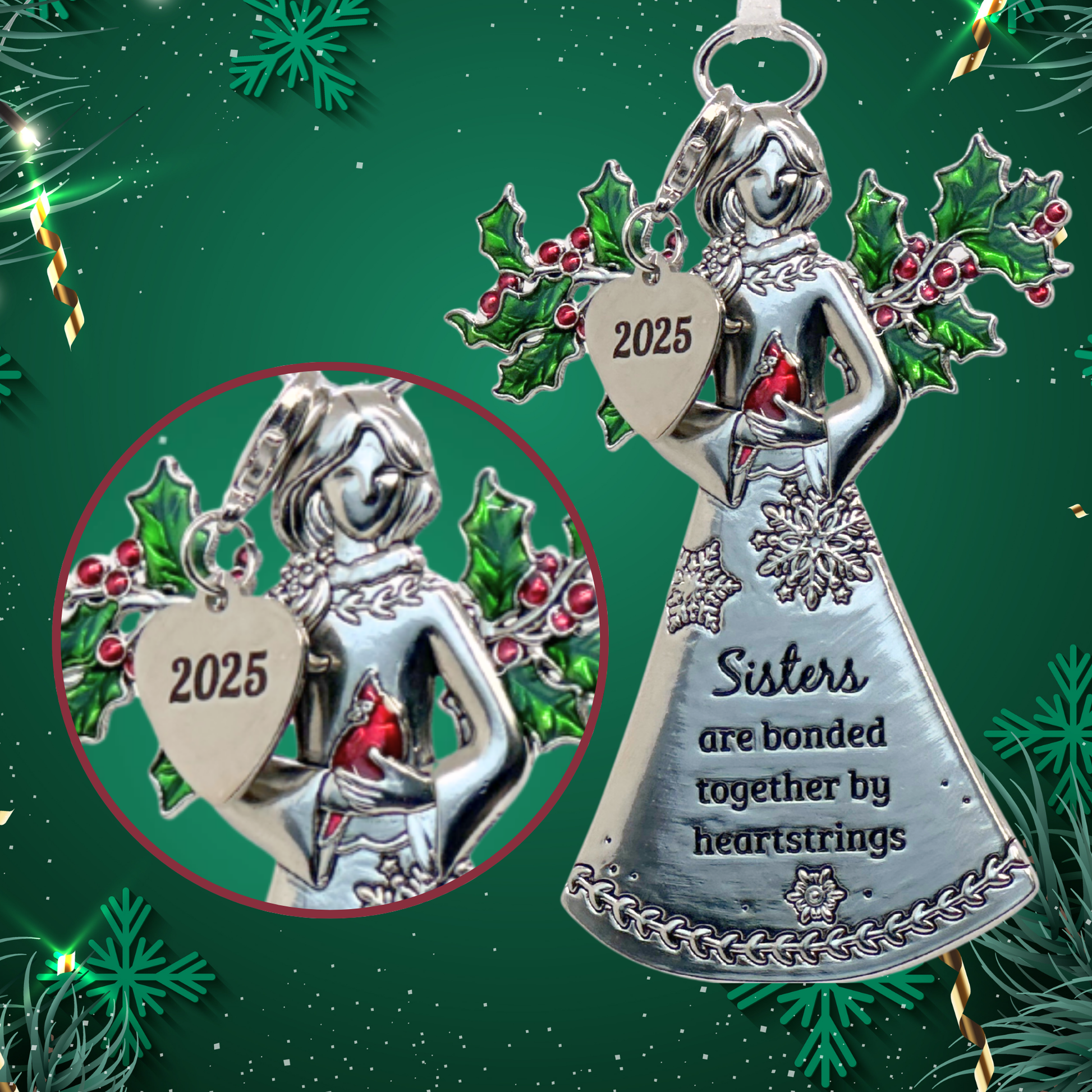 2025 Sisters Ornament - Bonded by Heartstrings