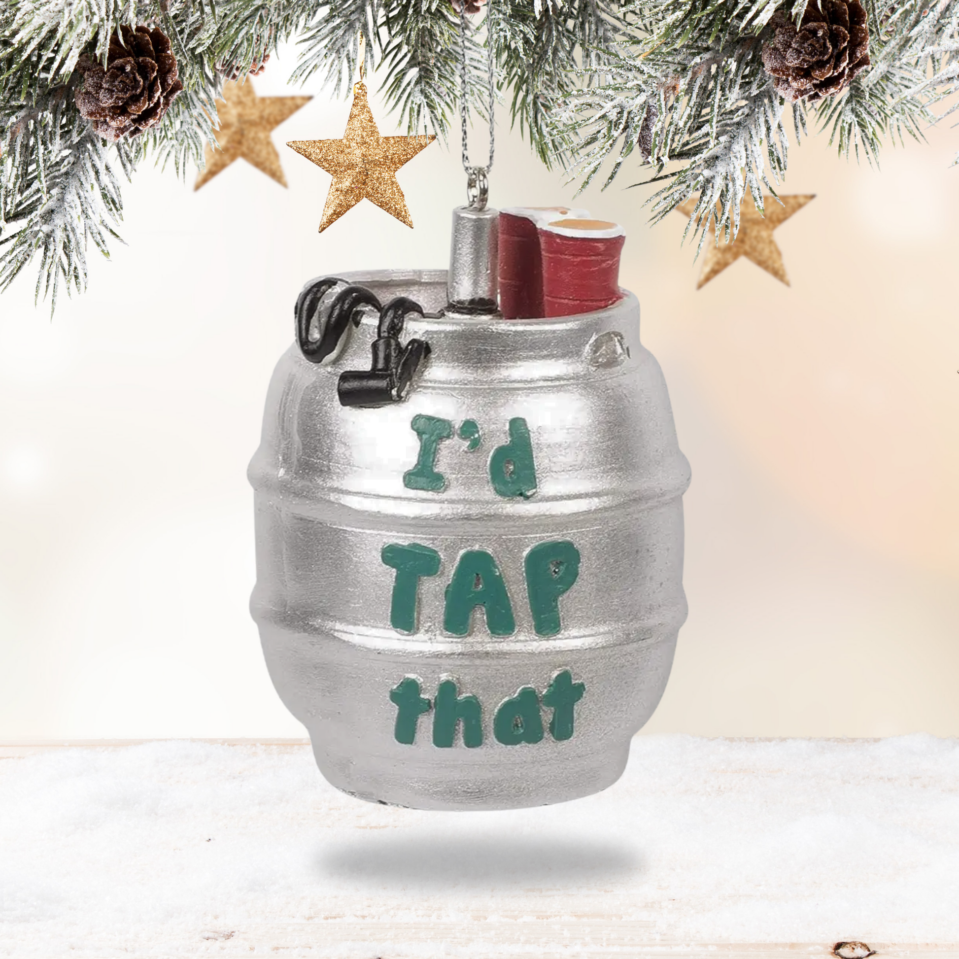 Beer Keg Ornament - "I'd Tap That"