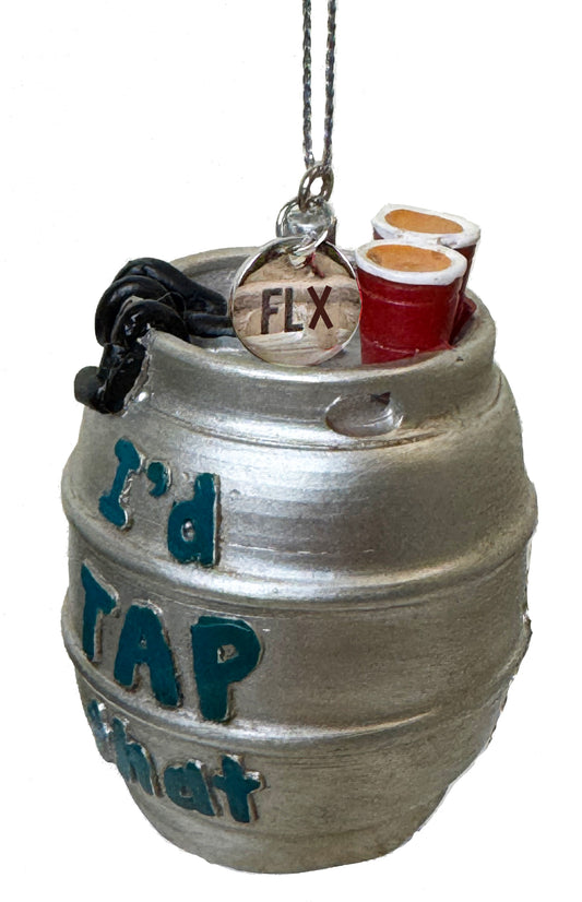 Finger Lakes Beer Ornament – “I’d Tap That” Keg with FLX Charm | Limited Edition Brewery Gift