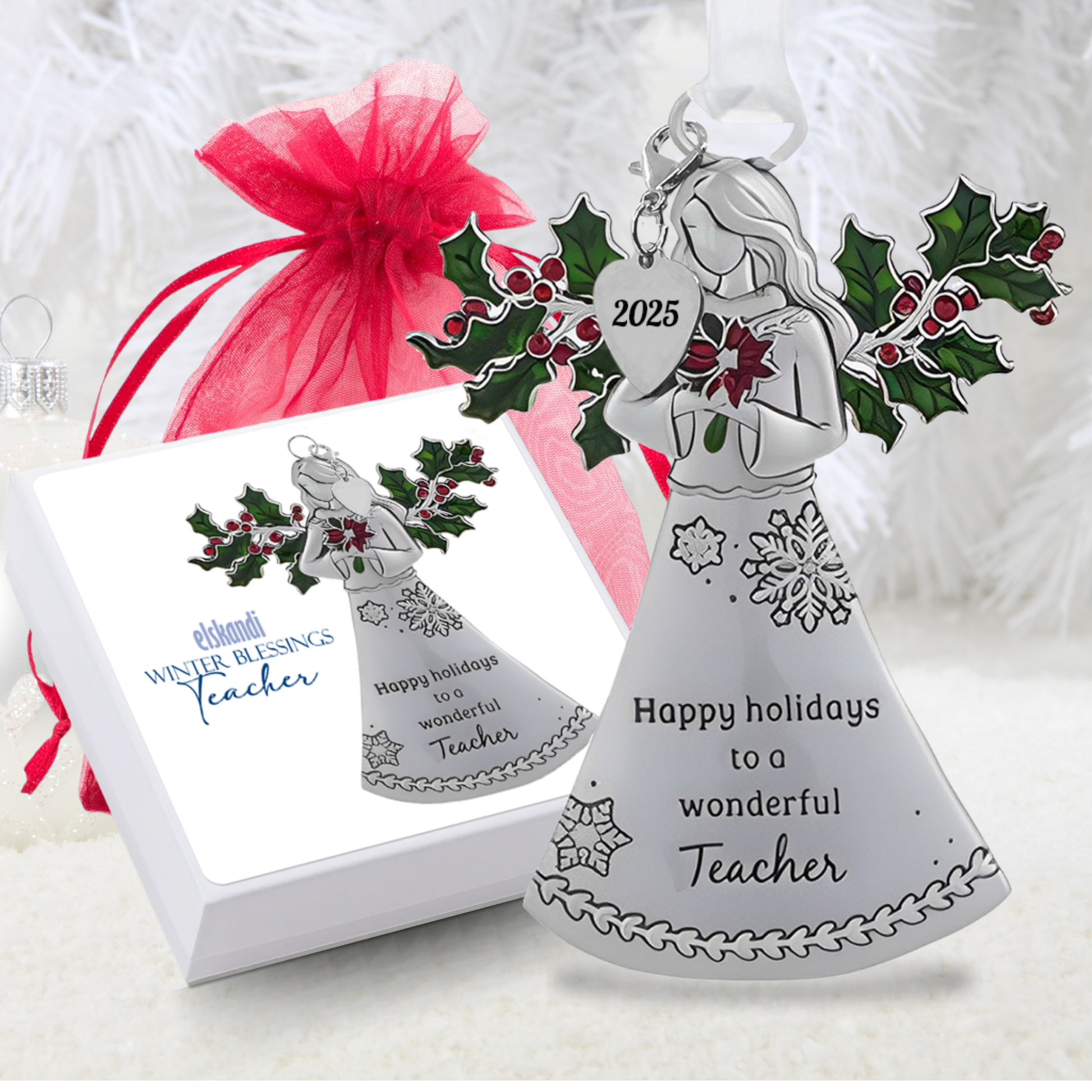 2025 Teacher Angel Ornament - Happy Holidays