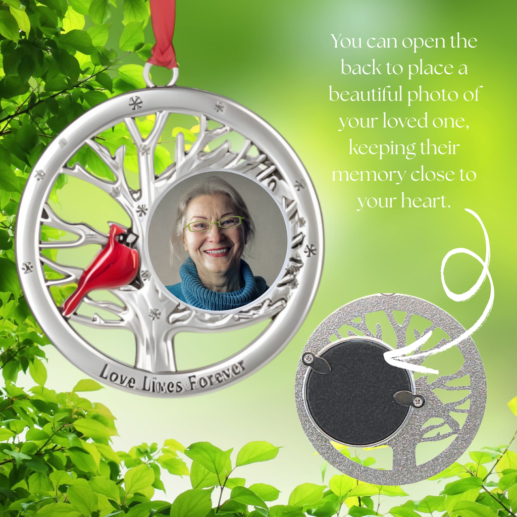 Cardinal Photo Frame Ornament - Love Lives Forever
