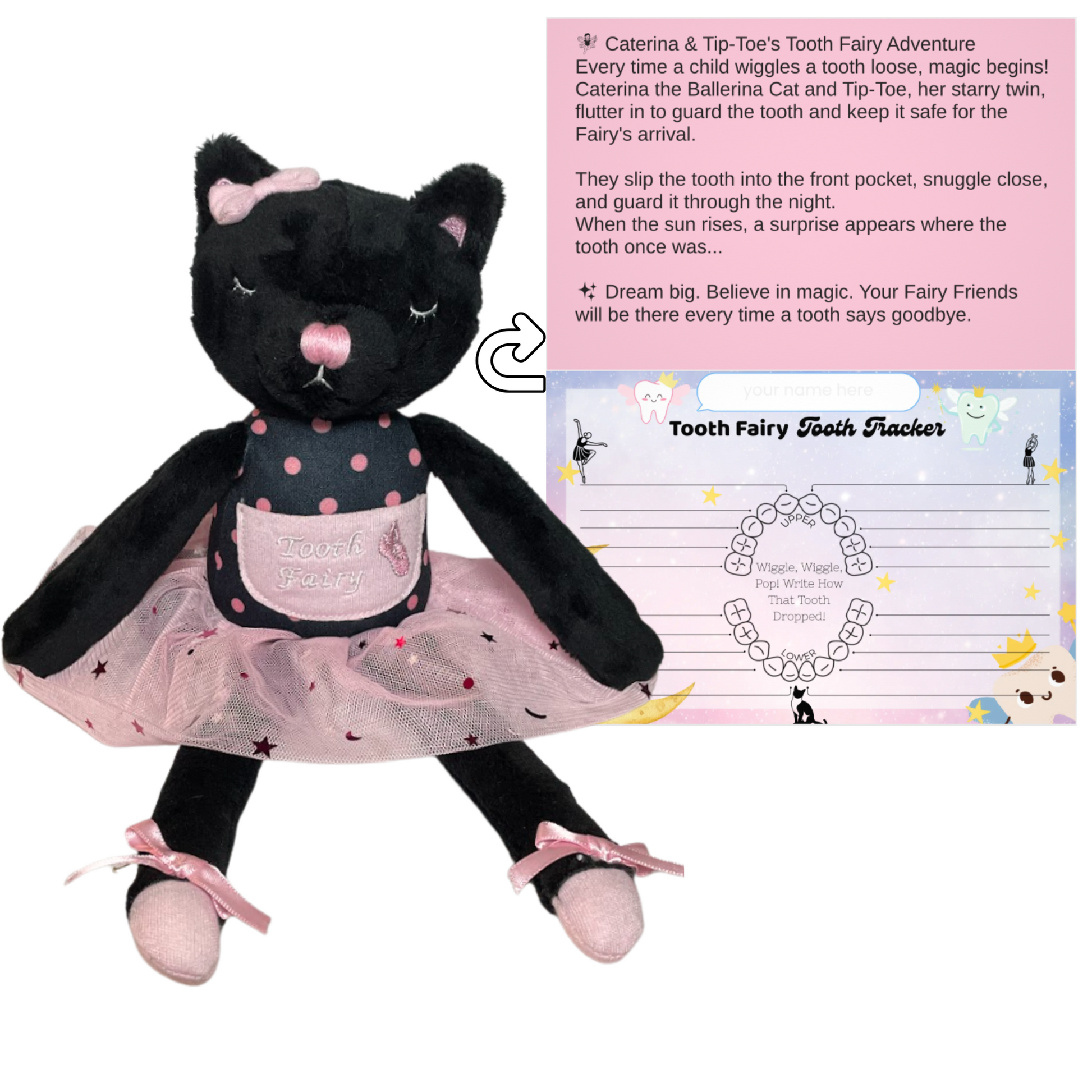 Plush Tooth Fairy - Tip-Toe the Cat Ballerina