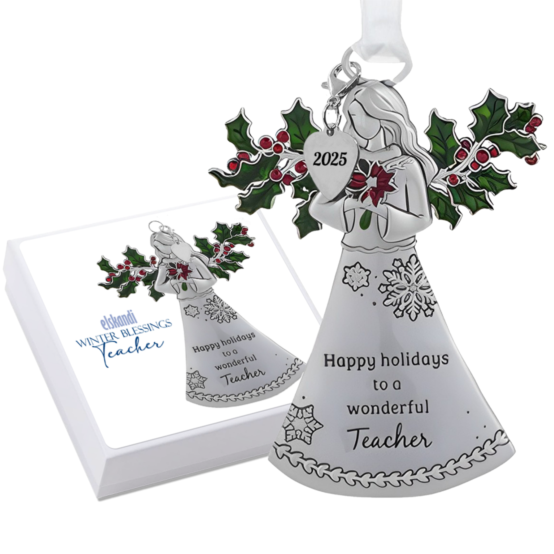2025 Teacher Angel Ornament - Happy Holidays