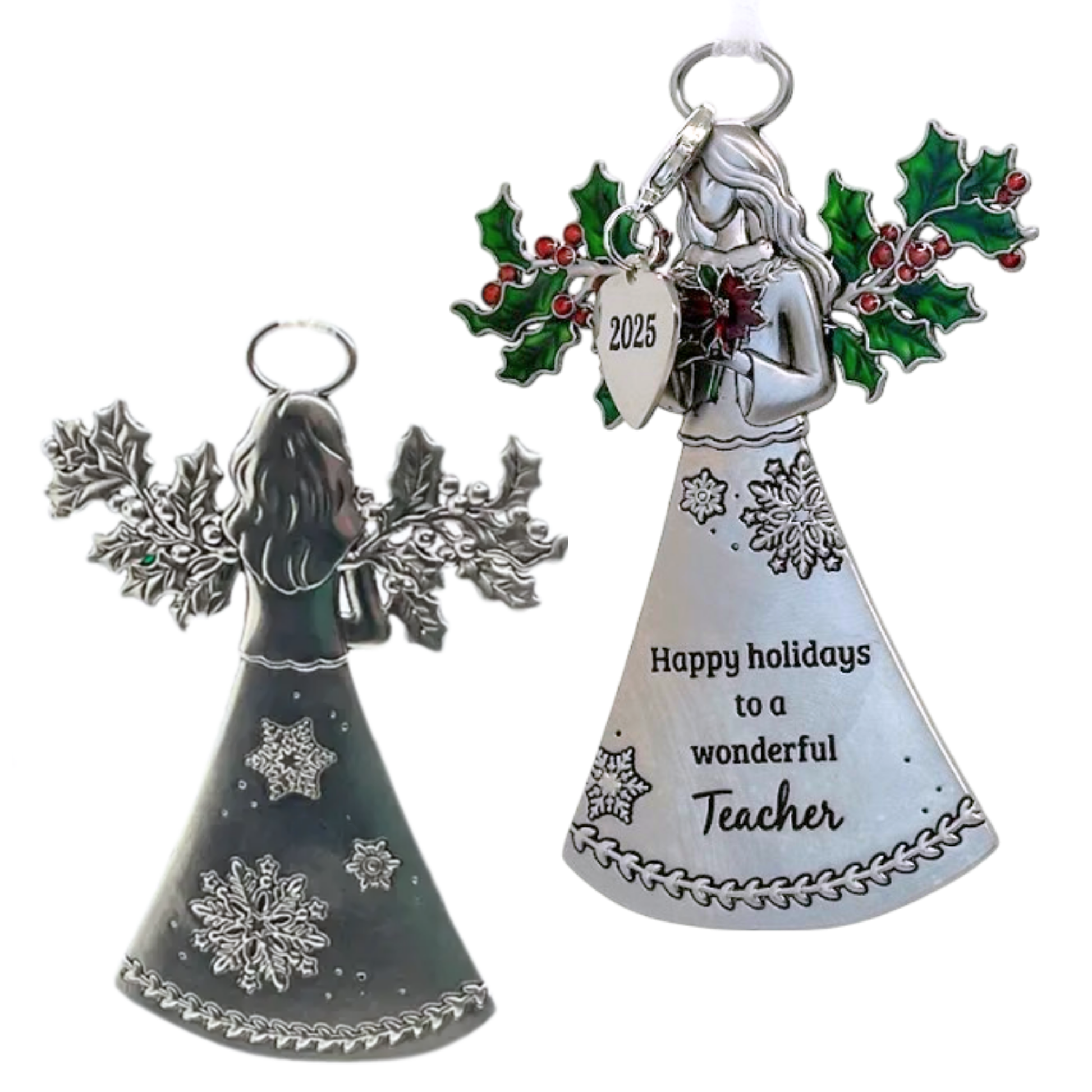 2025 Teacher Angel Ornament - Happy Holidays