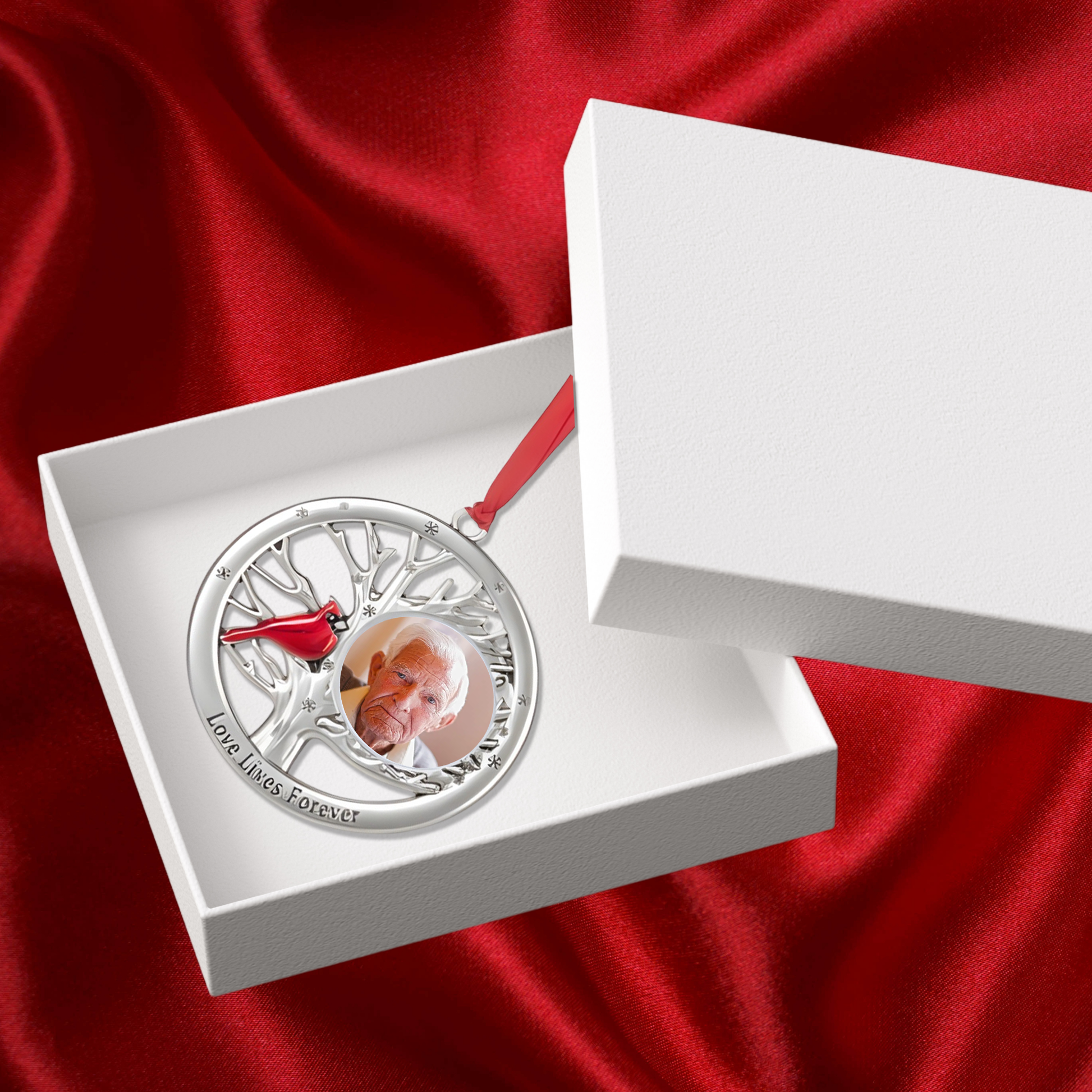 Cardinal Photo Frame Ornament - Love Lives Forever