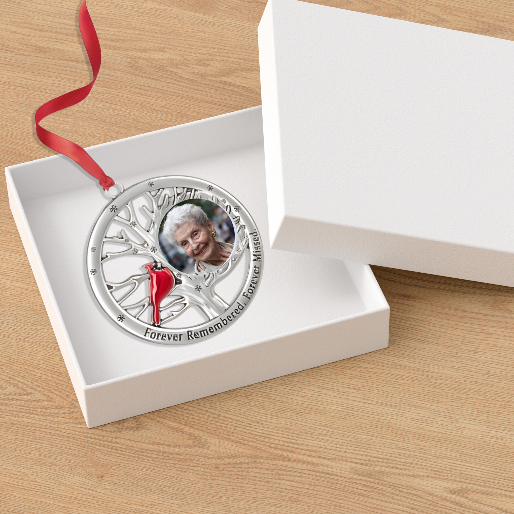 Cardinal Photo Frame Ornament - Forever Remembered