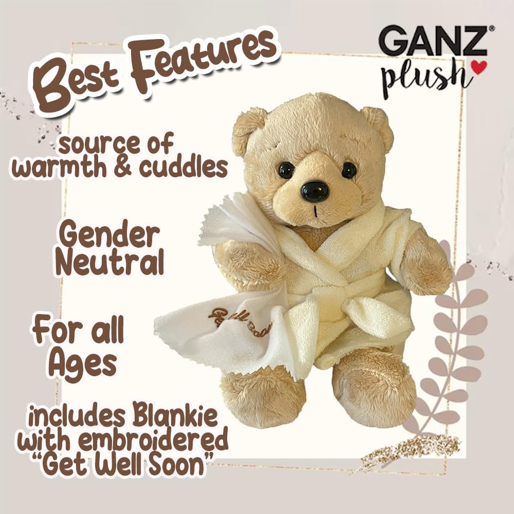 Get Well Soon Teddy Bear with Snuggly Blanket