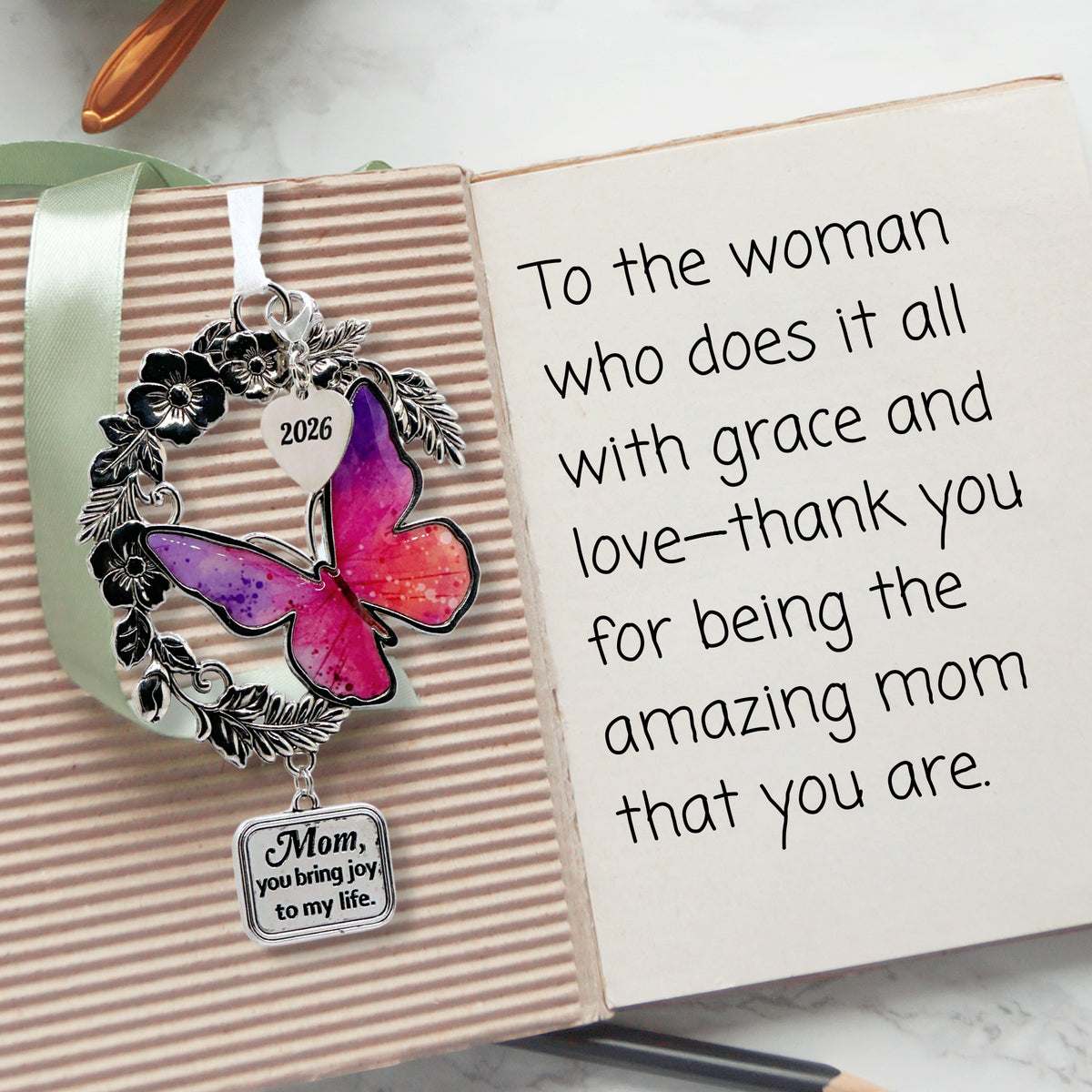 2026 Mom Ornament – Butterfly “You Bring Joy to My Life”
