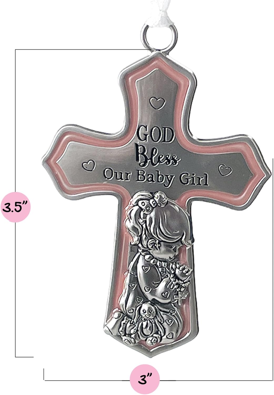 Baby Girl First Bible and Catholic Baptism Guardian Angel Crib Cross Set