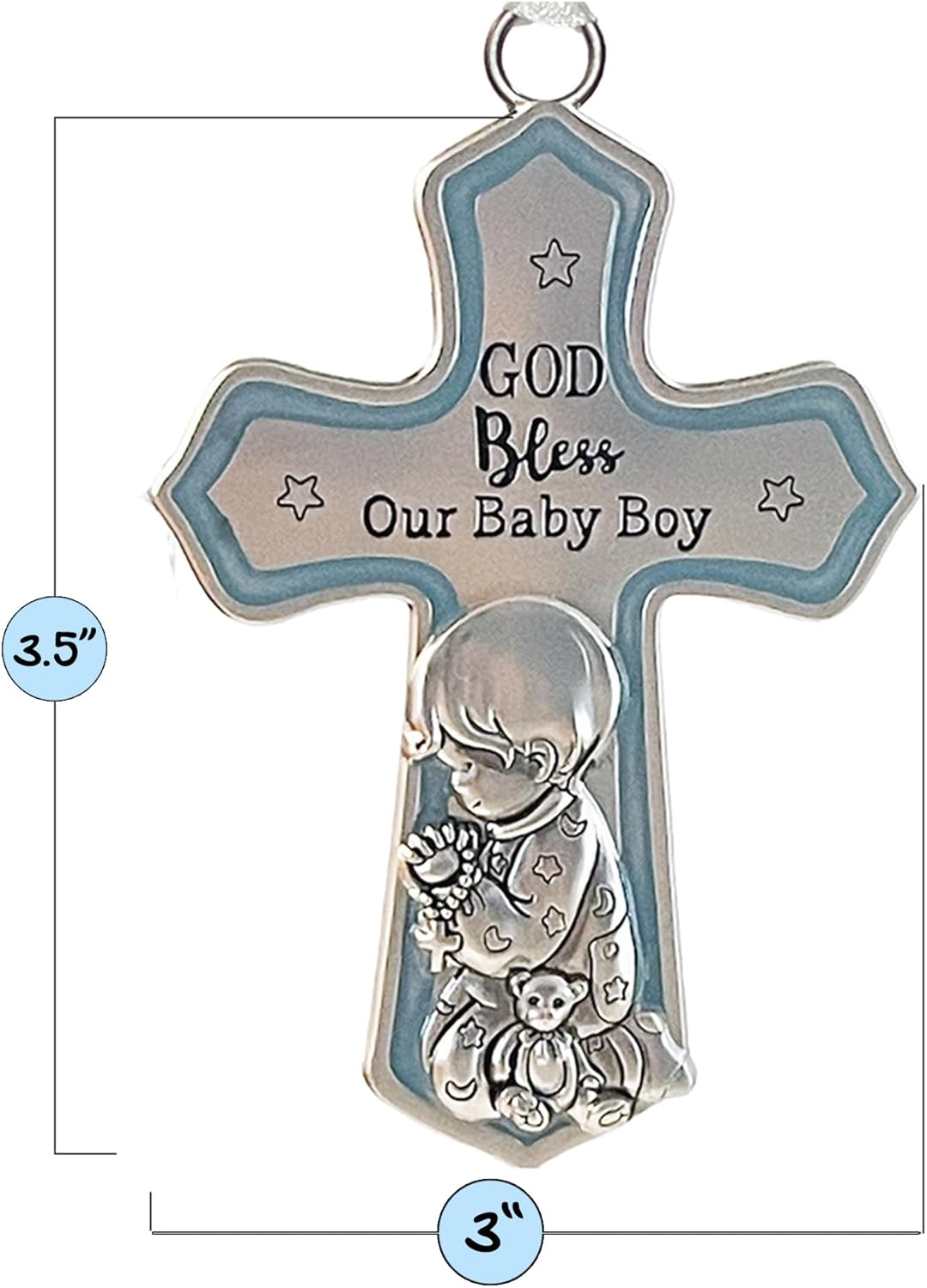 Baby Boy First Bible and Catholic Baptism Guardian Angel Crib Cross Set for Boys