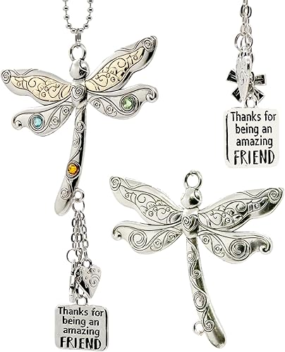 elskandi Thanks for Being an Amazing Friend Dragonfly Charm Hanging Car Charms