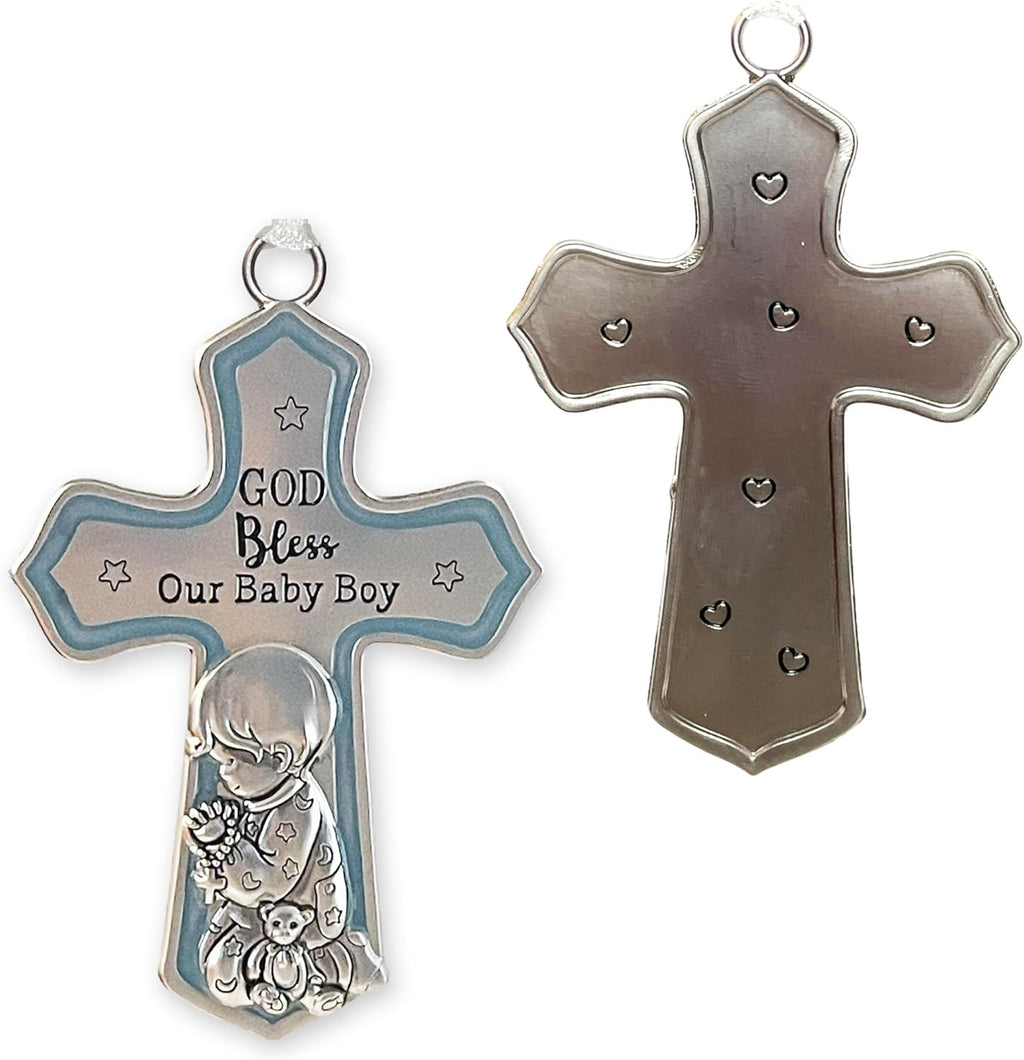 Baby Boy Ornament - First Bible & Baptism Set