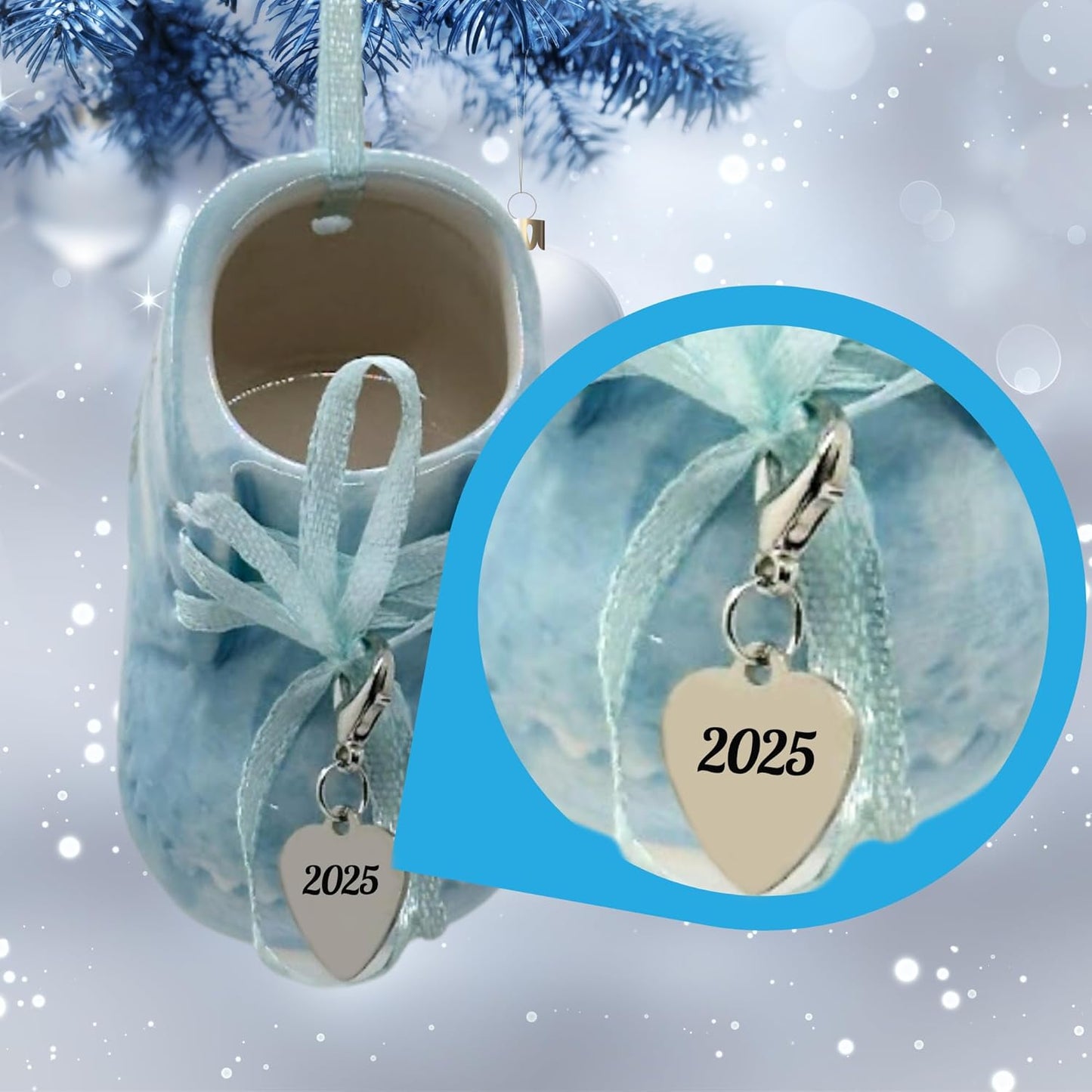 Baby Boy's First Christmas Blue Baby Shoe Ornament