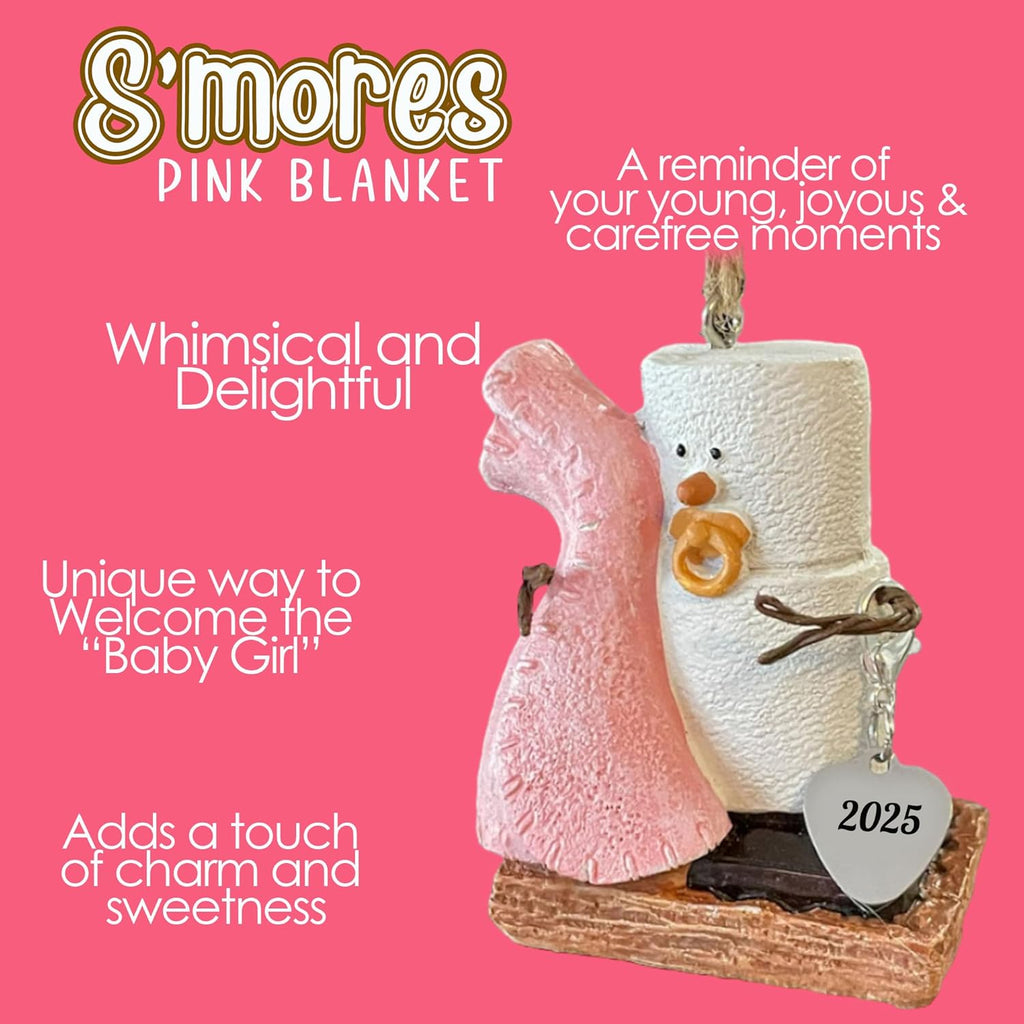 2025 S'mores Ornament - Baby Girl Pink Blanket