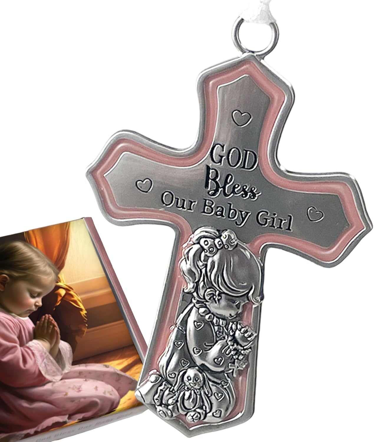 Crib Cross "God Bless Our Baby Girl" in a Gift Box