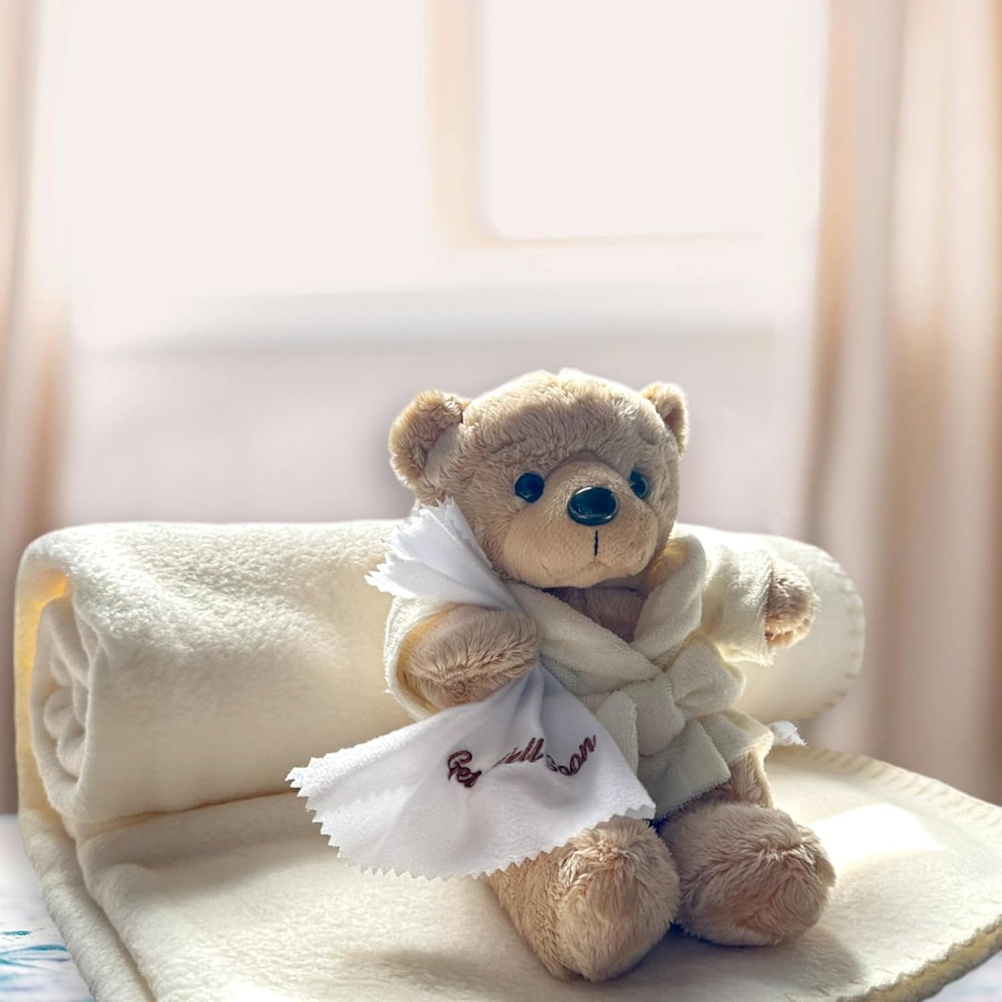 Get Well Soon Teddy Bear with Snuggly Blanket