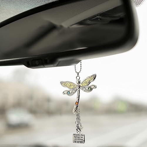 elskandi Thanks for Being an Amazing Friend Dragonfly Charm Hanging Car Charms