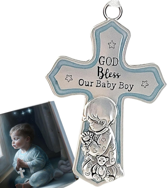 Crib Cross "God Bless Our Baby Boy" in a Gift Box