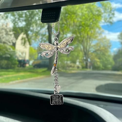 elskandi Thanks for Being an Amazing Friend Dragonfly Charm Hanging Car Charms