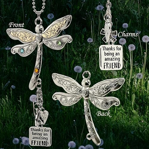 elskandi Thanks for Being an Amazing Friend Dragonfly Charm Hanging Car Charms