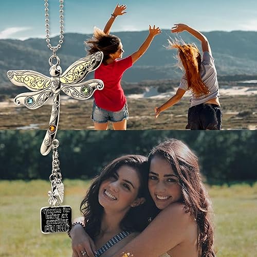 elskandi Thanks for Being an Amazing Friend Dragonfly Charm Hanging Car Charms