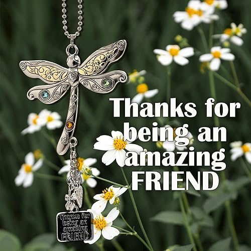 elskandi Thanks for Being an Amazing Friend Dragonfly Charm Hanging Car Charms