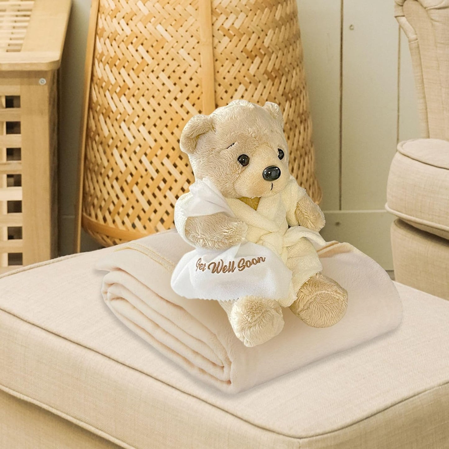 Get Well Soon Teddy Bear with Snuggly Blanket