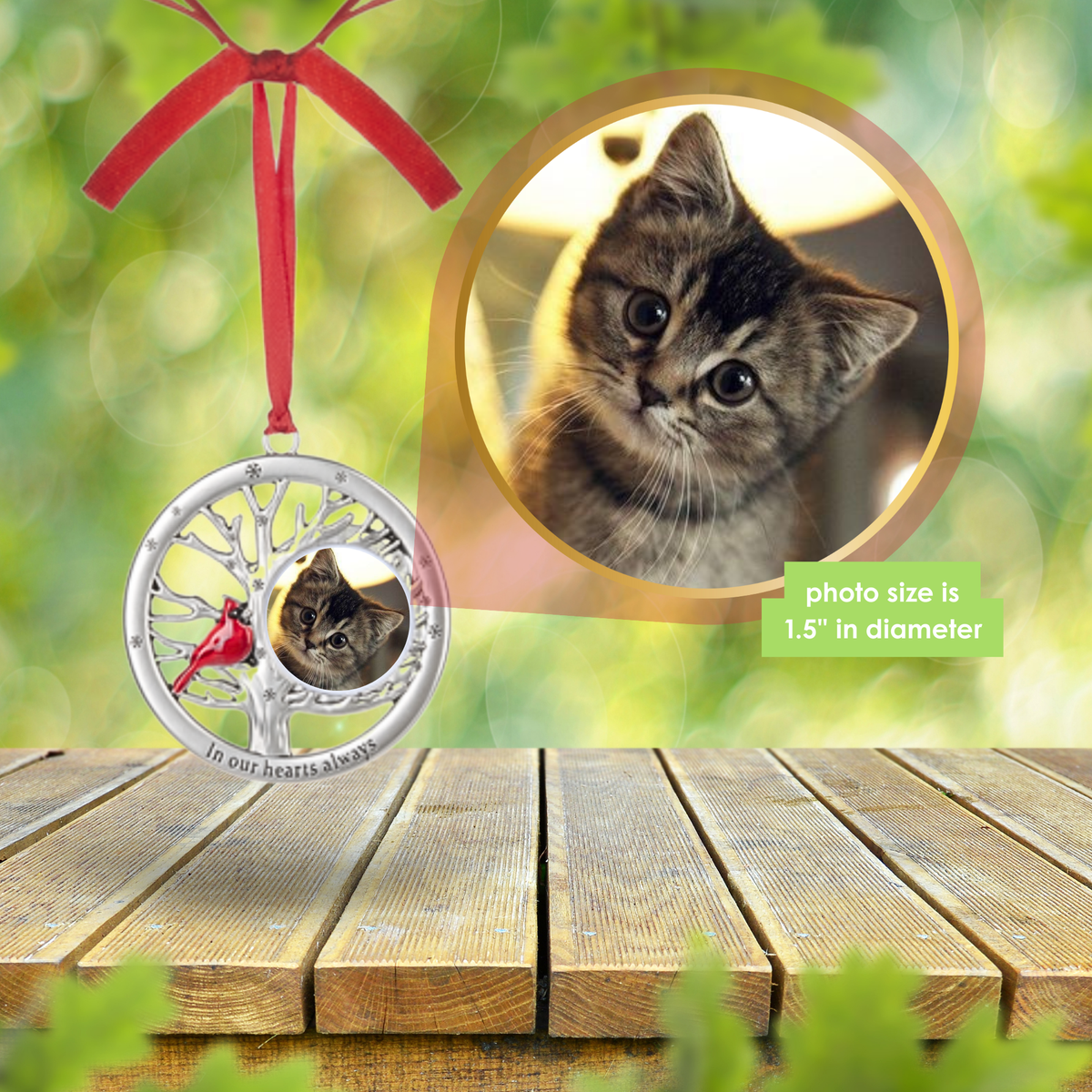 Cardinal Photo Frame Ornament - In Our Hearts Always