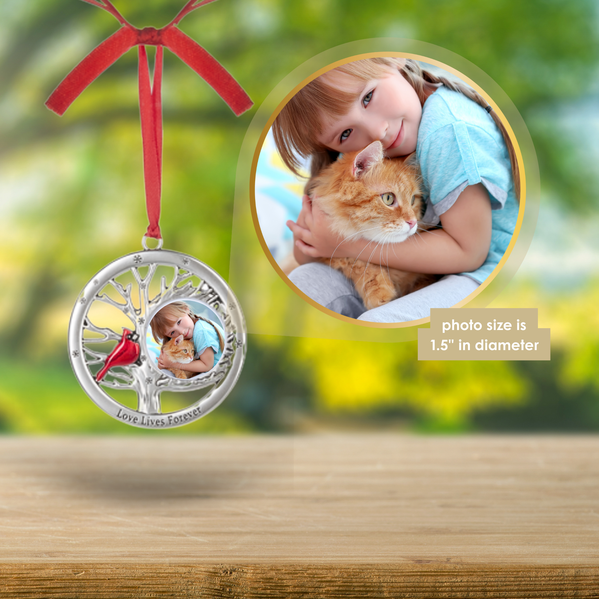 Cardinal Photo Frame Ornament - Love Lives Forever