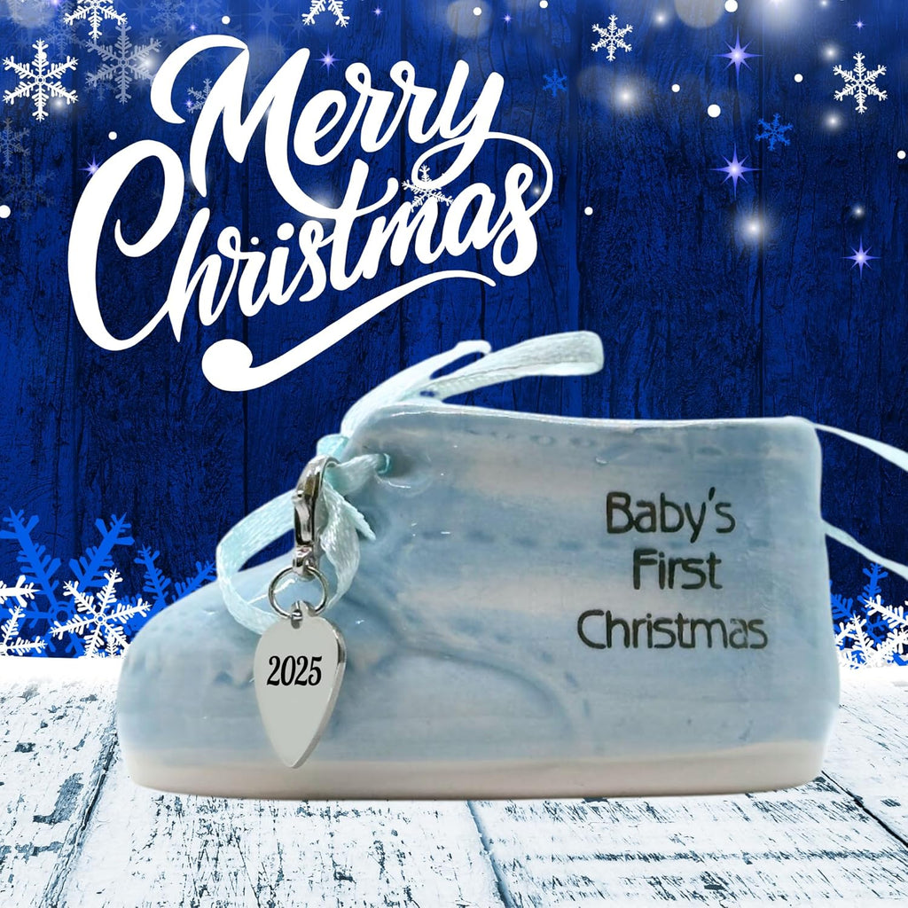 Baby Boy Ornament - First Christmas Shoe 2025
