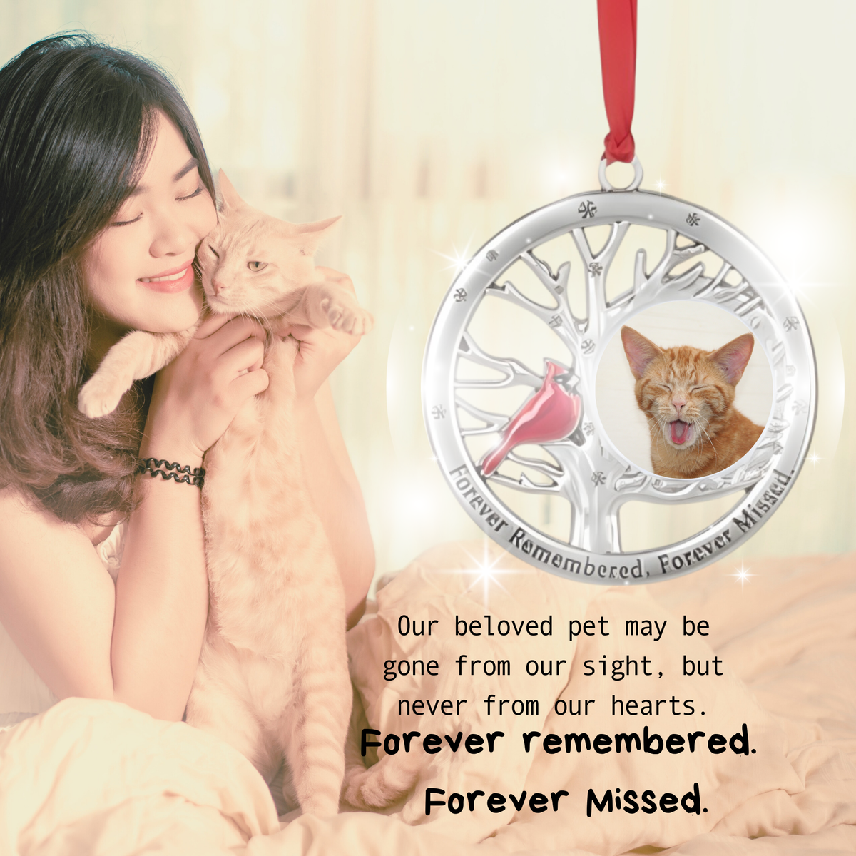 Cardinal Photo Frame Ornament - Forever Remembered