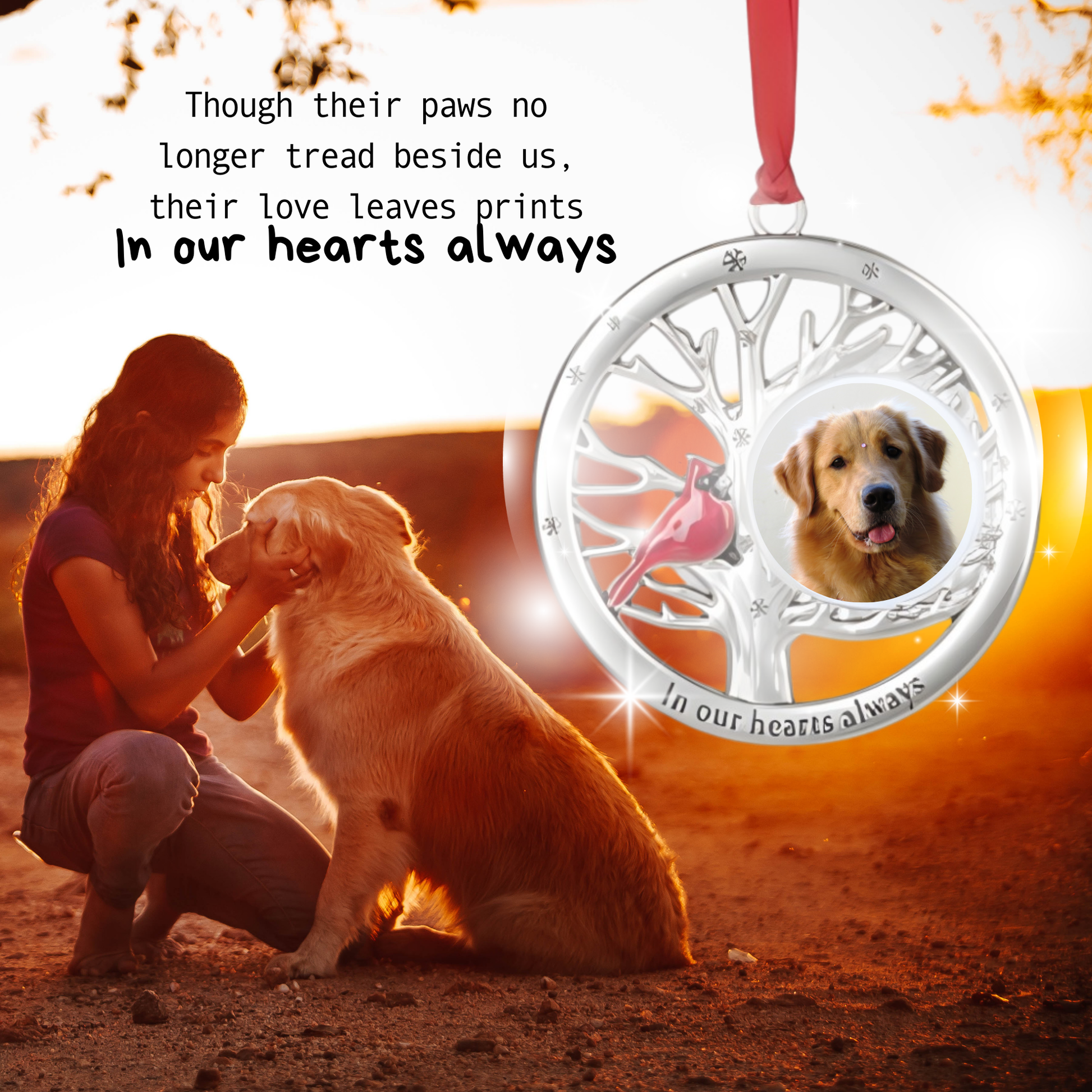 Cardinal Photo Frame Ornament - In Our Hearts Always