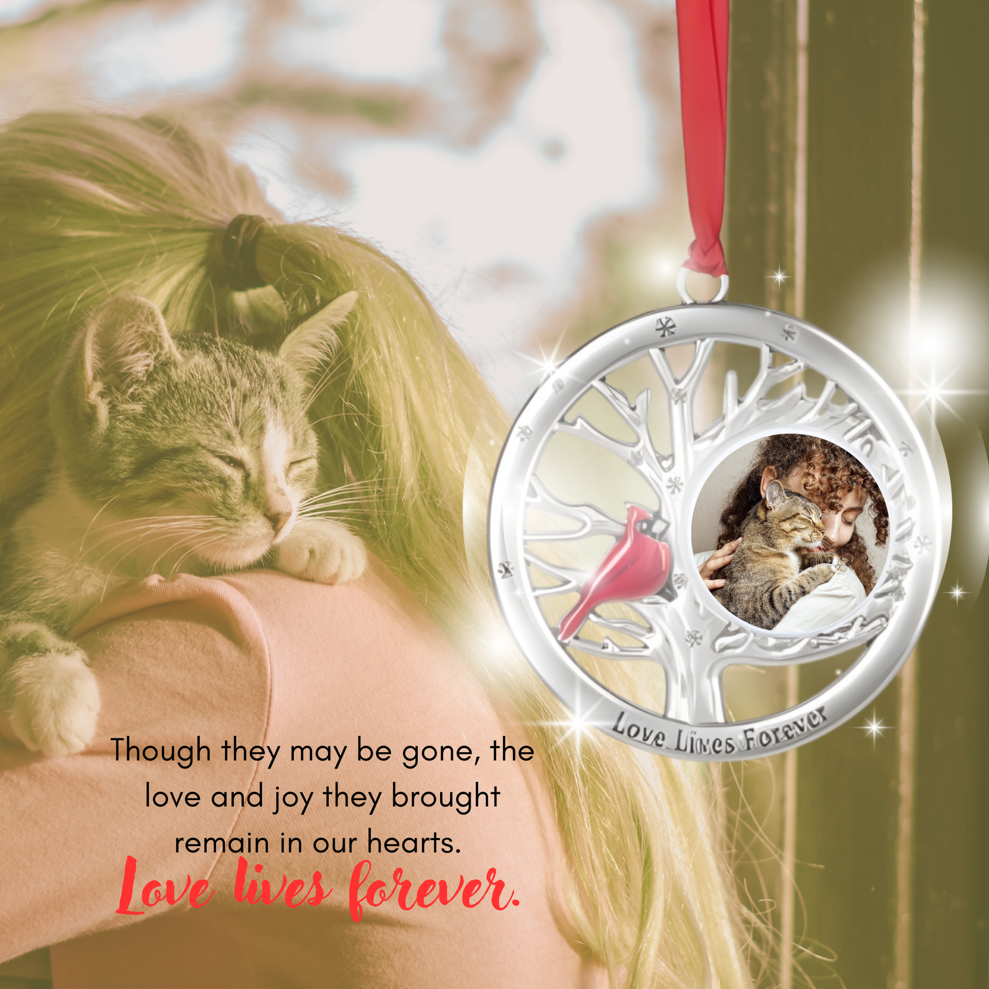 Cardinal Photo Frame Ornament - Love Lives Forever