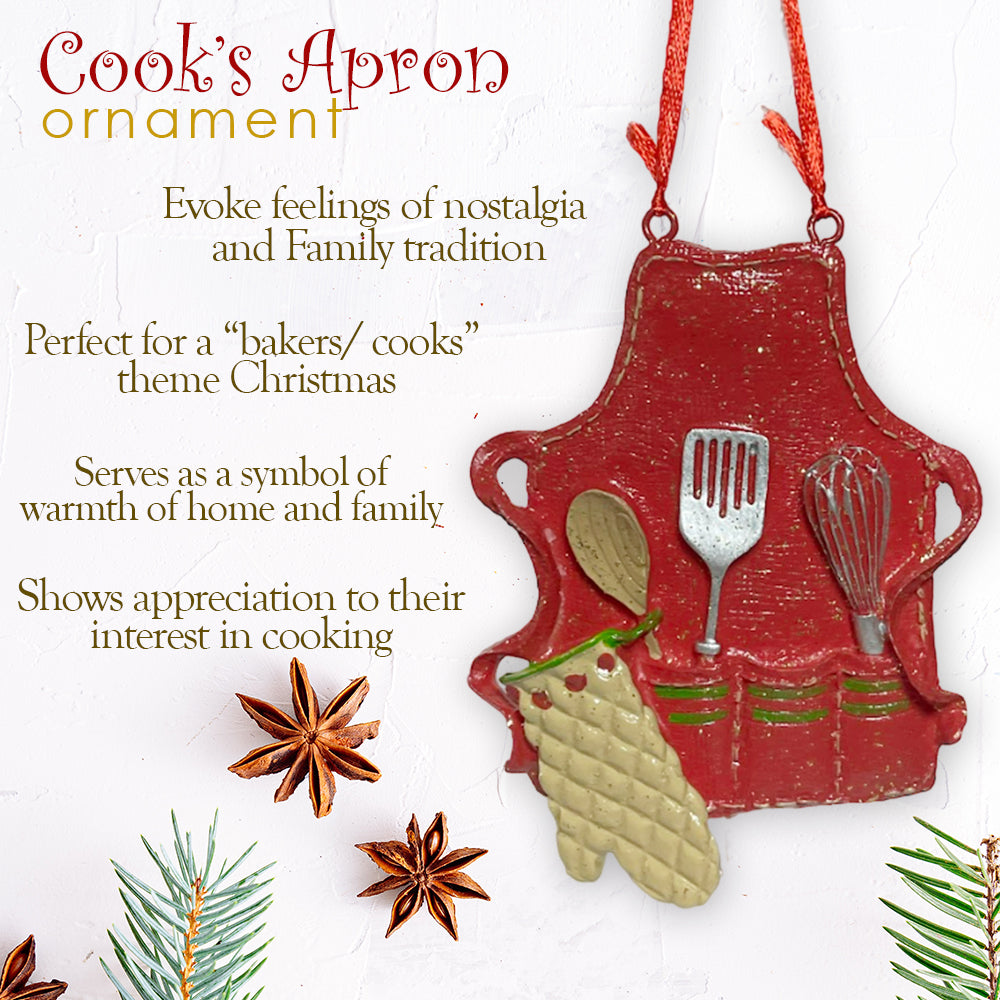 Pastry Chef Bakers Apron Ornament , Red, Medium