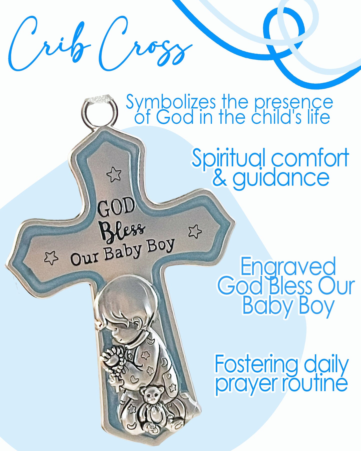 Crib Cross "God Bless Our Baby Boy" in a Gift Box