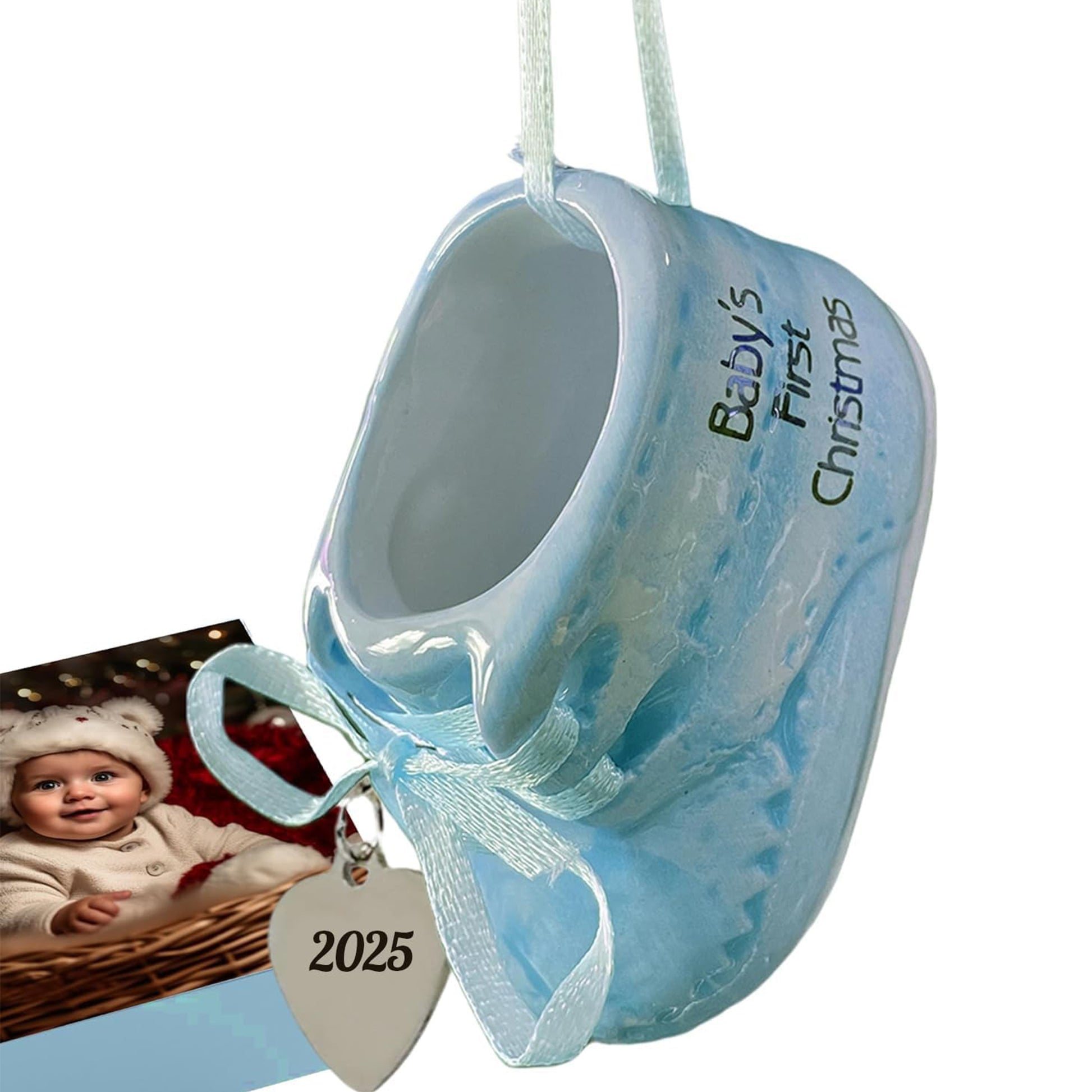 Baby Boy Ornament - First Christmas Shoe 2025