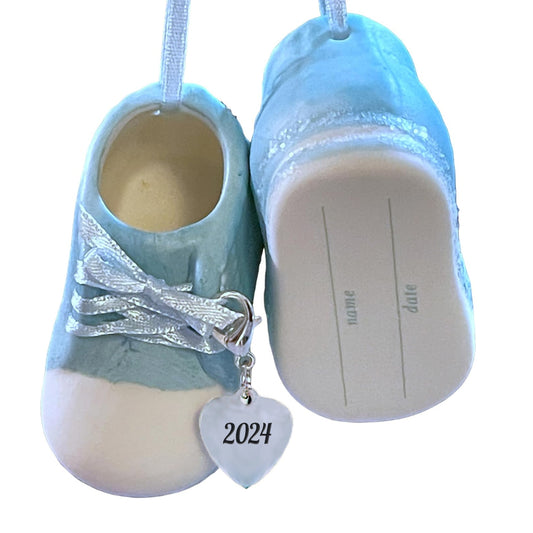 Baby Boy Blue Shoe Ornament Dated 2023