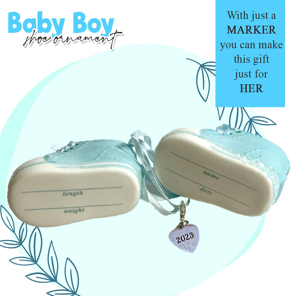 Baby Boy Blue Shoe Ornament Dated 2023