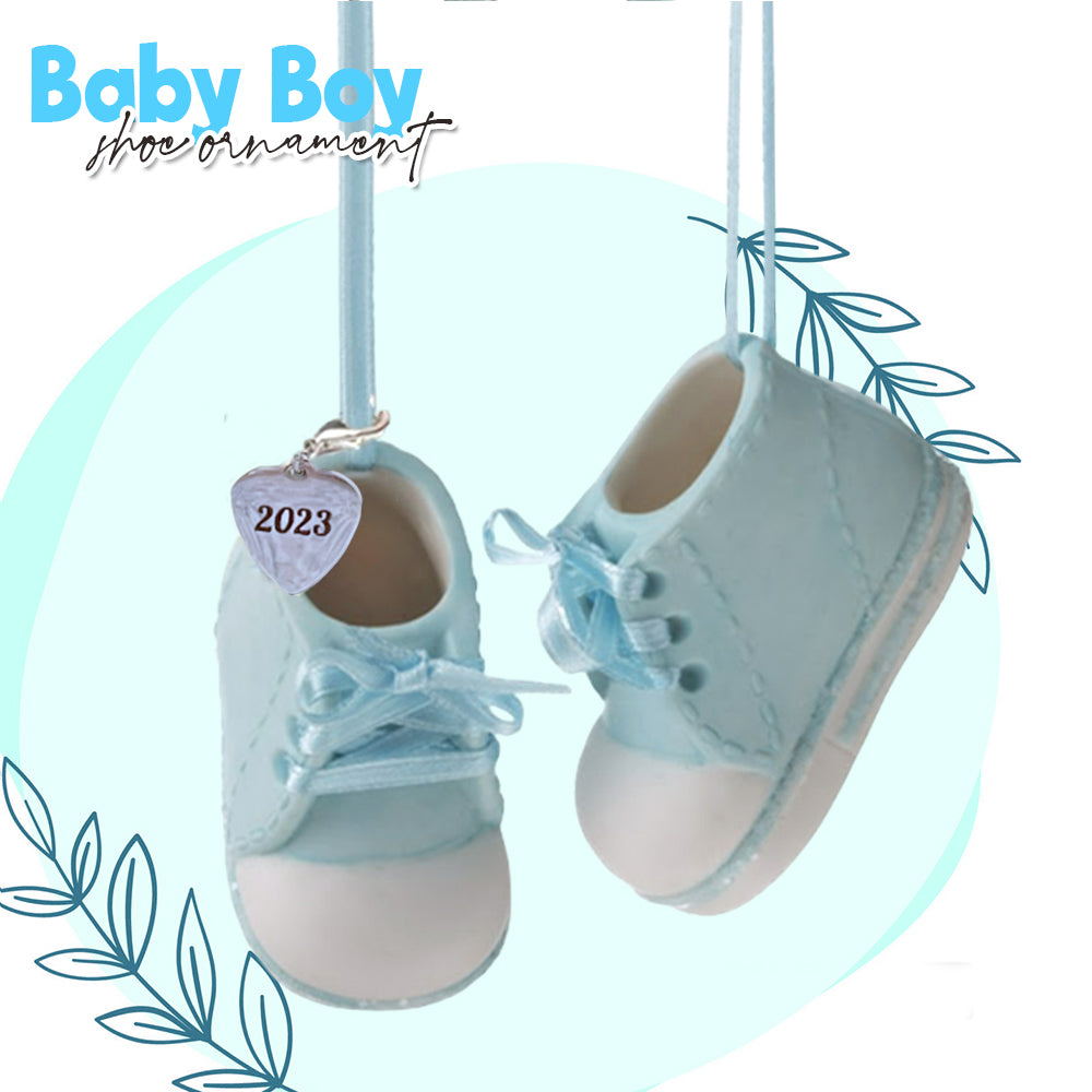 Baby Boy Blue Shoe Ornament Dated 2023