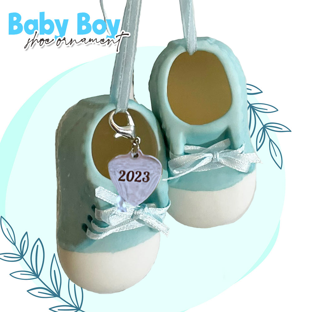 Baby Boy Blue Shoe Ornament Dated 2023