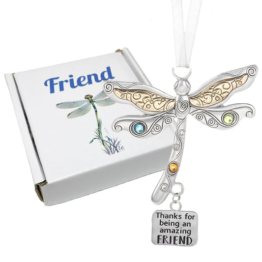 Elskandi Friend Ornament Thanks for Being an Amazing Friend Dragonfly Charm in a Gift Box