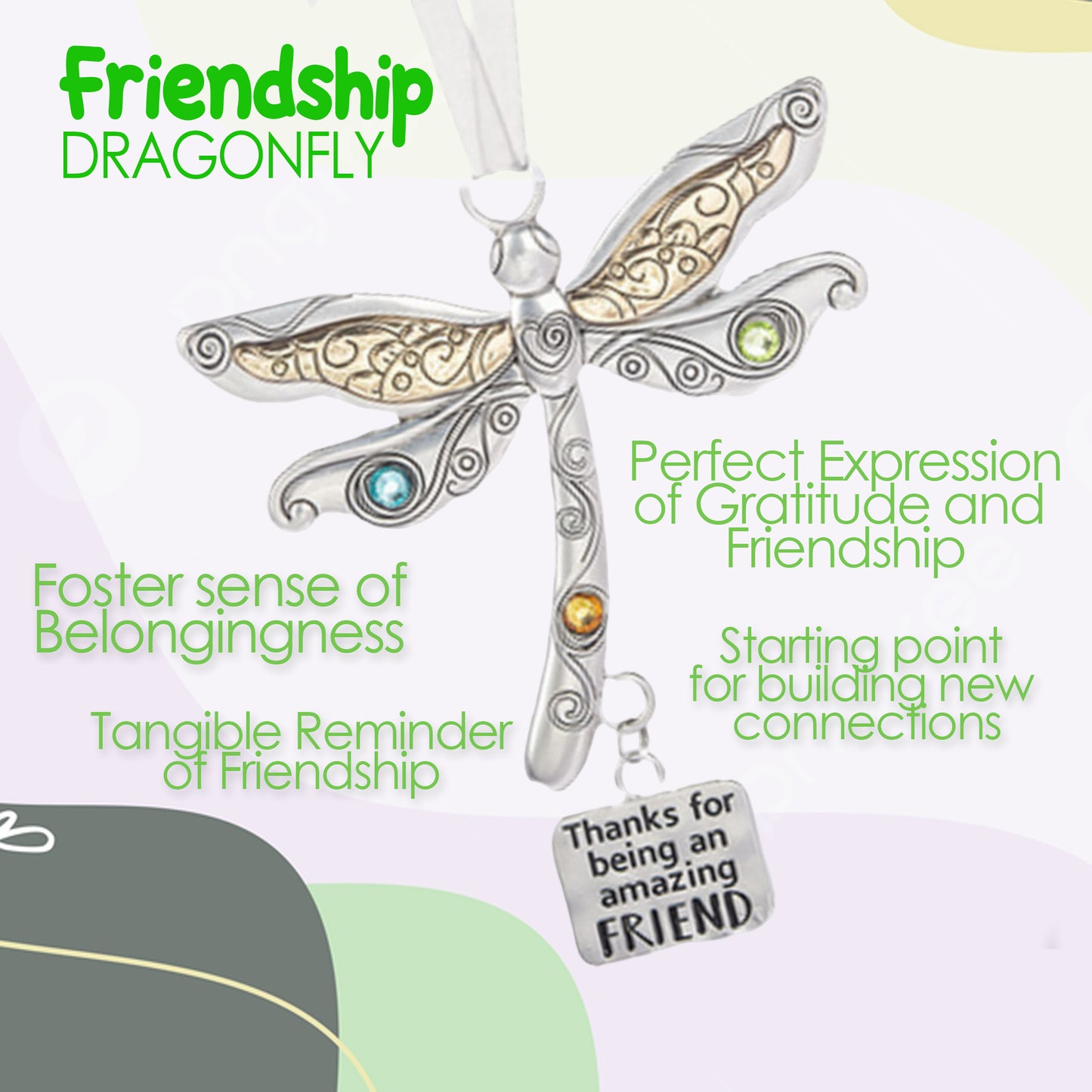 Elskandi Friend Ornament Thanks for Being an Amazing Friend Dragonfly Charm in a Gift Box