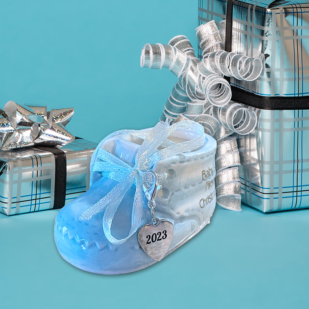 Baby Boy Ornament - First Christmas Shoe 2025