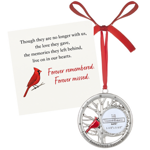 Cardinal Photo Frame Ornament - Forever Remembered