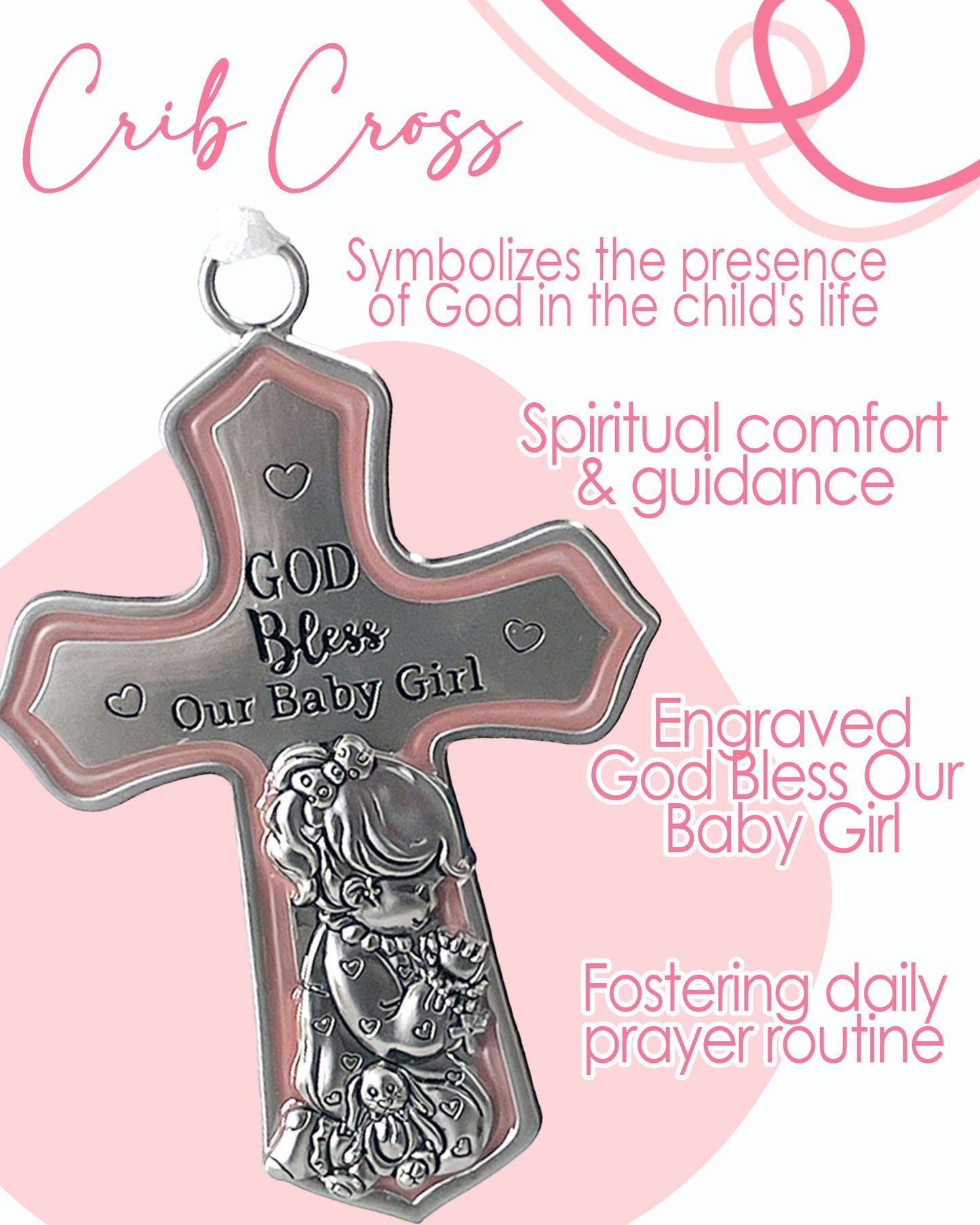 Crib Cross "God Bless Our Baby Girl" in a Gift Box