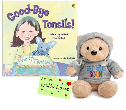 Elskandi Plush Pals Get Well Soon Bear and Goodbye Tonsils Book