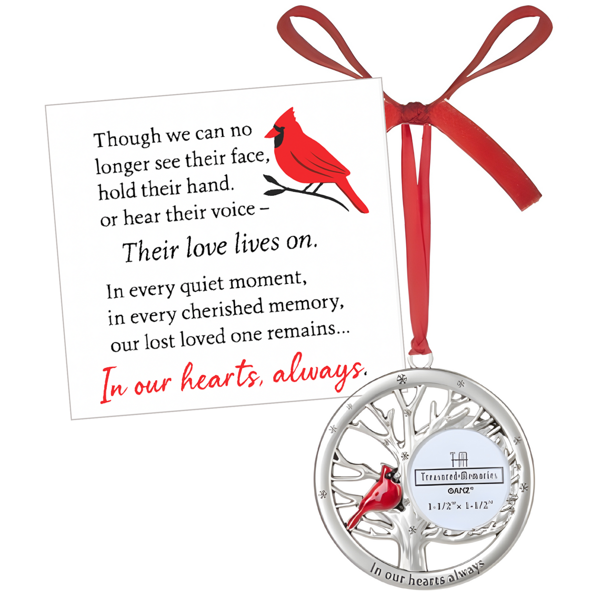 Cardinal Photo Frame Ornament - In Our Hearts Always