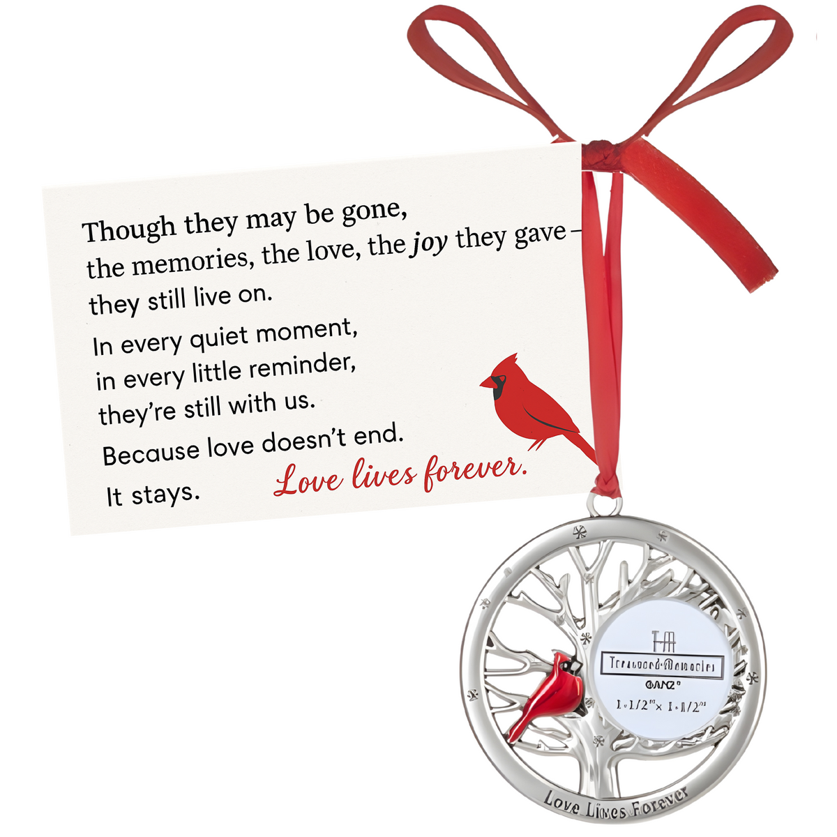 Cardinal Photo Frame Ornament - Love Lives Forever